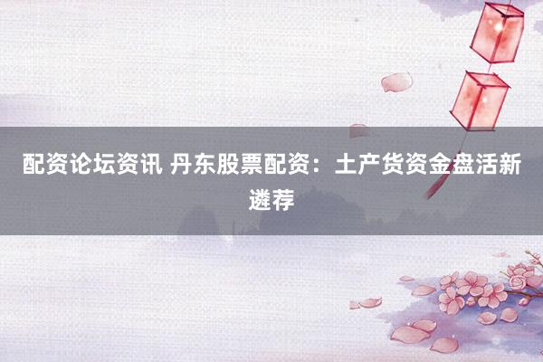 配资论坛资讯 丹东股票配资：土产货资金盘活新遴荐
