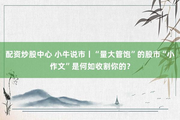 配资炒股中心 小牛说市丨“量大管饱”的股市“小作文”是何如收割你的？